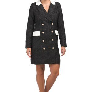 ALEXIA ADMOR Diana Long Sleeve Tweed Blazer Mini Dress Pearl Button 6 NWT Jacket